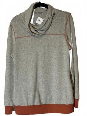 Oatmeal and Burnt Orange Pullover Sweatshirt, Size Large